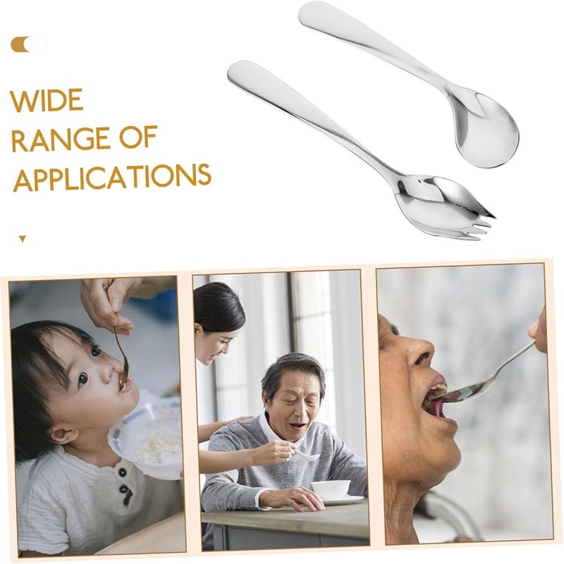 Stainless Steel Angled Spoon for Elderly Patient Feeding Assist Utensil Comfortable Handle - Image 3